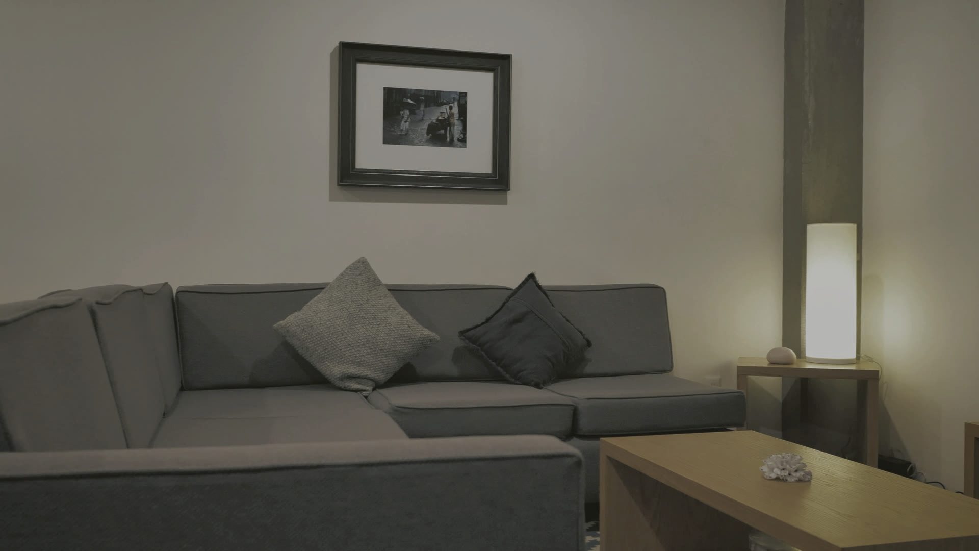 The same living room before cleaning